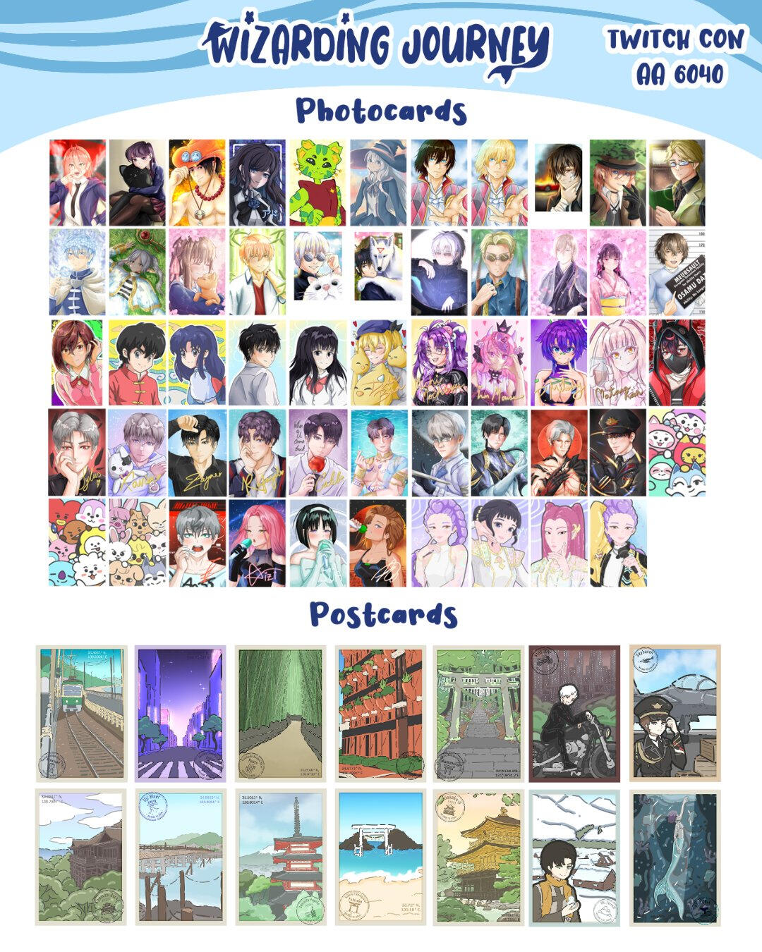 photocard and postcards